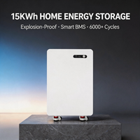 Système de stockage d'énergie domestique compact 15 kWh tout-en-un, compatible solaire, batterie au lithium sur roulettes, à poser au sol