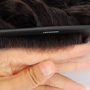 Système de toupet pour <span class=keywords><strong>homme</strong></span> en cheveux humains vierges, base fine mono durable avec dentelle PU frontale, invisible, densité 130% - Product Image 2