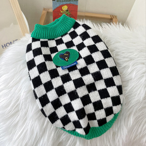 Automne hiver vêtements pour animaux de compagnie pull pour <span class=keywords><strong>chien</strong></span> à carreaux noir et <span class=keywords><strong>blanc</strong></span> tricoté pour petits chiens - Product Image 2