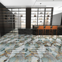 Carreaux de céramique de luxe en marbre foncé 600x1200mm et 600x600mm pour salles de bain, villas, halls, entrepôts, ateliers, espaces extérieurs, salles à manger et sols d'appartements