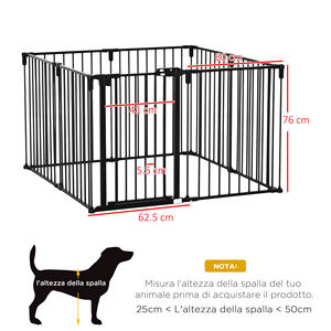 PawHut Barrière de sécurité pliable à 8 sections, barrière pour chien en acier, système autobloquant et de verrouillage, noir - Product Image 3