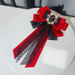 Produits Tendance : Broche vintage en dentelle et ruban de satin rose, Articles cadeaux souvenirs, Nœud papillon noir électroplaqué de qualité, Col de manteau JK - Product Image 3