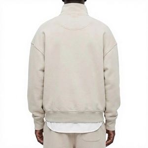 Sweat à capuche personnalisé pour homme avec logo brodé, grande taille, épais, 100 % coton tricoté, zippé, décontracté, coupe oversize pour l'automne - Product Image 3