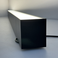 Lumière linéaire LED suspendue à diffuseur prismatique blanc réglable UGR<19 avec boîtier en aluminium noir mat