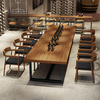 Table à manger en bois massif de style loft industriel rétro, ensemble de chaises longues en fer pour restaurants, meubles de restaurant
