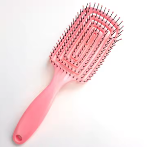 Logo personalizzato Paddle quadrato districare spazzola per capelli bagnato e asciutto curvo di sfiato portatile ABS materiale con legno per capelli ricci - Product Image 5