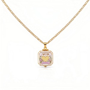 Collana all'ingrosso in rame placcato oro, girocollo alla moda con scatola quadrata apribile, motivo floreale con zirconi, trendy, per <span class=keywords><strong>la</strong></span> <span class=keywords><strong>festa</strong></span> <span class=keywords><strong>della</strong></span> mamma - Product Image 5