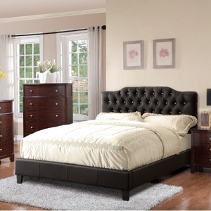 Modern Faux Leather Gorgeous <b>Queen</b> <b>Size</b> <b>Bed</b> Bedframe Modern Tufted Upholstered Headboard Bedroom Furniture - Product Image 2
