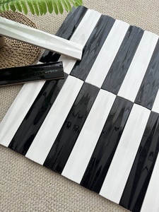 Fábrica al por mayor superficie almenada negro blanco empalme mate brillante azulejo torneado a mano suelo decoración interior y exterior - Product Image 4