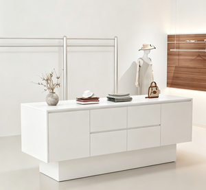 Comptoir de réception moderne noir avec console et tiroirs de rangement pour hall d'entrée de magasin de détail - Product Image 6