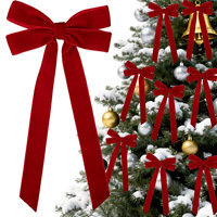 Ornement de Noël en velours transfrontalier, grand nœud de 26 cm, pour décoration intérieure, cérémonies et fêtes d'anniversaire