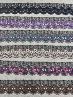 Bordure en dentelle brodée colorée, dentelle décorative pour vêtements, bordure en dentelle pour abaya, kaftan et décoration de robes traditionnelles malaisiennes
