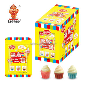 Venta al por mayor Halal Helado Cupcake Forma Pastel personalizado en forma de mezcla de frutas Gummy Jelly Candy Sour Sweet 3D Candy - Product Image 1