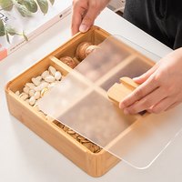 Plateau de rangement pour collations à 4 compartiments, bon marché, pour bonbons/fruits secs/noix, plateau sectionnel en bois, boîte à bonbons, boîte à fruits secs
