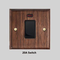 Enchufe europeo 20A Interruptor Salidas domésticas de madera de nogal negro con voltaje máximo de 250V