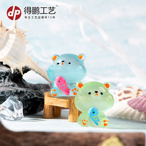 <b>Cute</b> Cartoon Glow In Dark Teddy <b>Bear</b> Resin Ornament Miniature Garden Desktop Car Decoration Compact Contemporary Design - Product Image 4