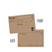 Cartes de recettes double face imprimées sur mesure, cartes en papier kraft naturel, vente en gros
