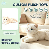 Boneka Kucing Putih Custom OEM ODM Layanan Realistis Boneka Hewan Tidur Pabrik Langsung untuk Set Hadiah Pecinta Hewan Peliharaan