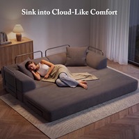 Sofá Cama Compacto Cloud Boneless Square, Ideal para Apartamentos, Futón Convertible 5 en 1, Esponja de Alta Densidad, Tela de Pana
