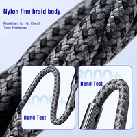 Cable de Datos de Nailon de Alta Calidad 3 en 1, 120 W, 2 M, Super Trenzado, Tipo C, Carga Rápida de 3 A, Doble Núcleo, Cobre Estañado