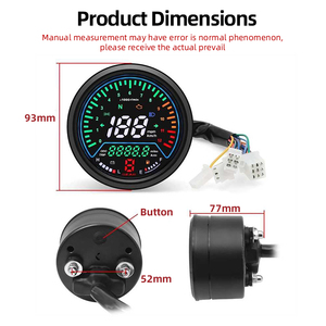 Compteur de vitesse numérique LCD universel pour moto, 12V, tachymètre, odomètre, jauge d'huile - Product Image 2