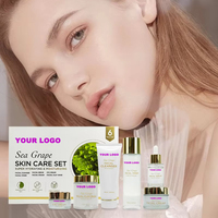 Vente directe usine : Coffret de soins visage aux raisins de mer, Niacinamide, Acide Hyaluronique, Hydratant, Anti-rides, Raffermissant, Éclaircissant