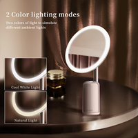 Miroir de maquillage LED pliable plaqué or avec éclairage professionnel, grossissant, pour coiffeuse et cosmétiques