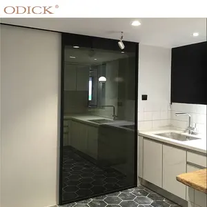 ODICK Pocket Sliding Door Smart Lock Aluminum Automatic Glass Graphic Design Stainless Steel Modern Finished Waterproof Black
