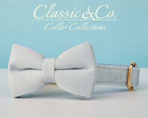 Juego de correa de collar de perro personalizado Lightblue Veet con flor y pajarita para mascota macho hembra, etiqueta de nombre grabada en oro, cachorro de boda - Product Image 4