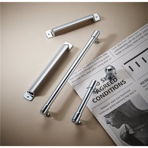Zinc Alloy Modern Bright <b>Silver</b> <b>Drawer</b> Handle for Cabinet Kitchen Wardrobe Dresser Bedroom Living Room Bathroom Hotel & School - Product Image 3