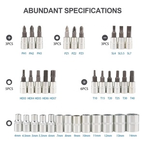 Ensemble d'outils compact et économique de 46 pièces pour réparation automobile, comprenant un jeu de douilles à cliquet de 1/4 pouce, des douilles à embout et une barre d'extension - Product Image 2