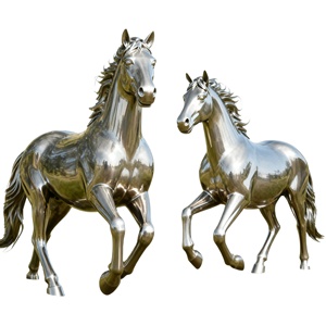 Escultura de Caballo Galopante Realista en Acero Inoxidable Pulido con Acabado Espejo, para Hotel de Lujo, Tamaño Personalizado - Product Image 1