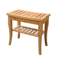 Chaise de douche multifonctionnelle en bambou, banc de douche, tabouret, Spa, organisateur de bain avec étagère de rangement