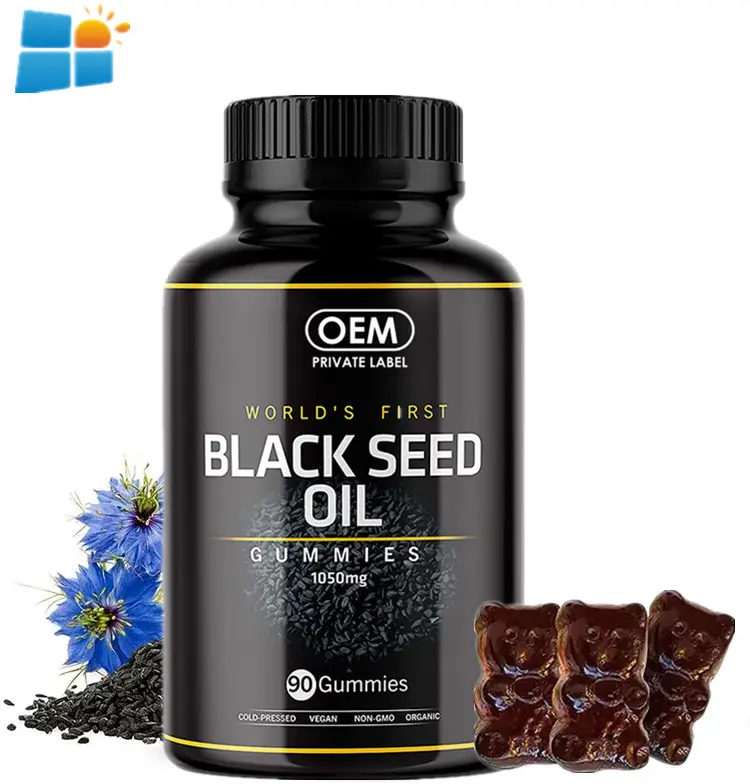 OEM/ODM/OBM toptan siyah tohum yağı Gummies lal Vegan siyah tohum yağı Gummies bağışıklık desteği siyah tohum yağı Gummies