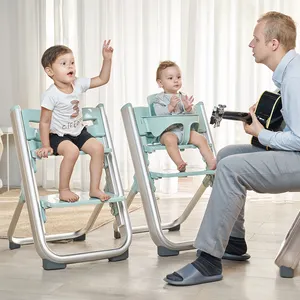 塑料折叠婴儿高脚椅便携式多功能婴儿用餐成长椅，调节方便