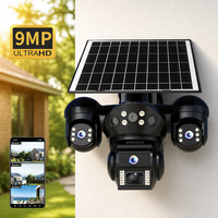 Caméra de sécurité solaire Aov 4G extérieure PTZ 3 objectifs 3 écrans, suivi humain, enregistrement 24h/24, IP65, stockage cloud avec panneau solaire 8W