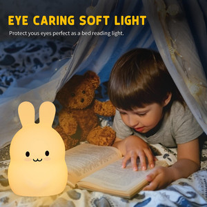 Lampe LED en Silicone avec capteur tactile à distance, <span class=keywords><strong>lapin</strong></span> de couleur, lampe de chevet, <span class=keywords><strong>veilleuse</strong></span> pour enfants, chambre à coucher, Usb Rechargeable - Product Image 4