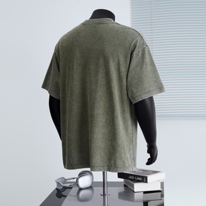 T-shirt pour homme personnalisé par le fabricant, délavé à l'acide, 230g, impression sérigraphique DTG, 100% coton, coupe ample, style vintage - Product Image 2