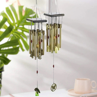 Carillon éolien à huit tubes de couleur bronze pendentif de maison en métal en bois créatif Design Art déco carillon éolien en aluminium fabriqué à la main
