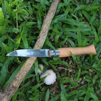 Couteau pliant traditionnel à lame miroir, ouverture manuelle, verrouillage à anneau, manche en bois de hêtre, pour camping en extérieur et usage quotidien, couteau de poche