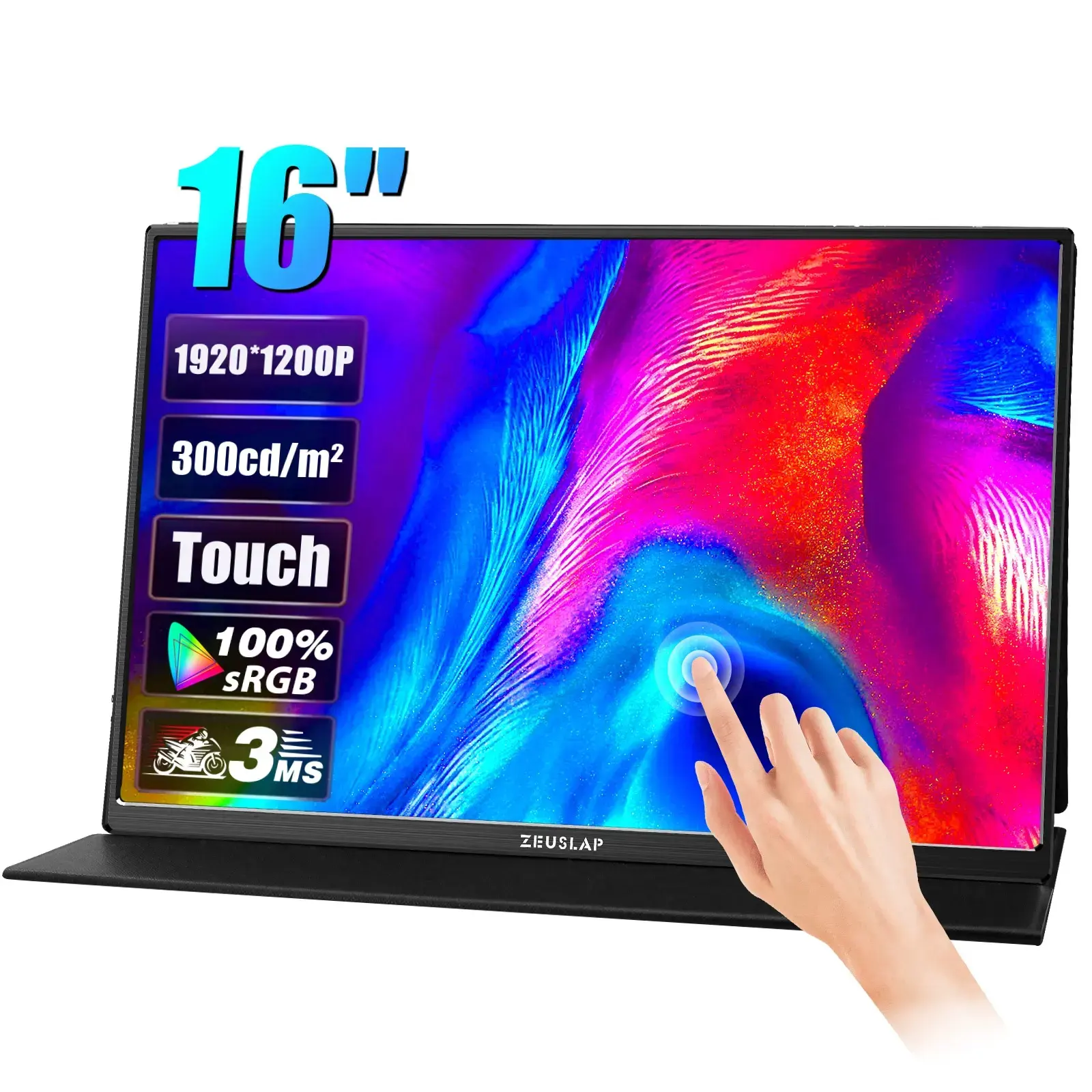 16 "Màn hình cảm ứng xách tay 100% sRGB IPS màn hình du lịch hiển thị chơi game màn hình