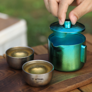 Titanyum çay makinesi fincan setleri 180ML çift katmanlı çay su ısıtıcısı Pot açık kamp taşınabilir çay kupa - Product Image 1