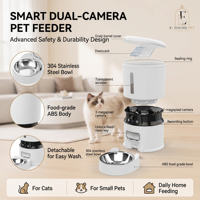 Distributeur automatique intelligent et luxueux pour animaux de compagnie, 4L, double caméra, contrôle WiFi via application, programmation d'alimentation, vision nocturne, enregistreur vocal, alerte faible niveau de nourriture
