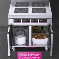 Cuisinière à induction électrique professionnelle pour restaurant, boîtier en acier inoxydable, 3500W, puissance réglable, 4 brûleurs