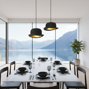 <span class=keywords><strong>Lustre</strong></span> suspendu LED moderne au design unique, style américain, en aluminium <span class=keywords><strong>noir</strong></span> mat, avec abat-jour en forme de <span class=keywords><strong>chapeau</strong></span>, pour la maison et les bars (vente en gros) - Product Image 3