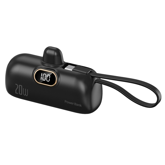 Gift Mini Power Bank 5000mah Built-in Cables Small Digital Display Portable Charger Mini Power-bank