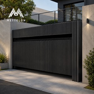 Porte de garage automatique de luxe en aluminium, moderne, noire, électrique, avec porte latérale pour <span class=keywords><strong>entrée</strong></span> de villa - Product Image 6