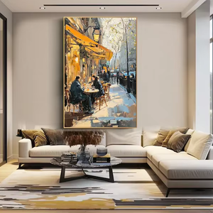 <span class=keywords><strong>Paris</strong></span> Street <span class=keywords><strong>Cafe</strong></span> lienzo pintura al óleo pintada a mano paisaje de ciudad clásica para decoración de pared de salón - Product Image 1
