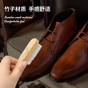 Bamboo Pp Filament <b>Shoe</b> Brush <b>Soft</b> Bristles For Leather Athletic <b>Shoes</b> Cleaning Care Set Of 2 - Product Image 3