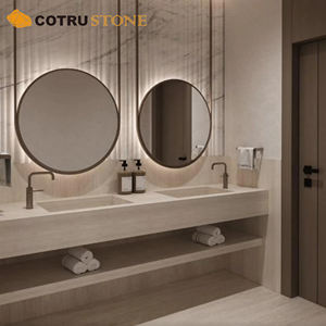 주문 석회화 더블 싱크 손 조각 벽 마운트 욕실 화장대 파우더 룸에 대 한 상단 - Product Image 3